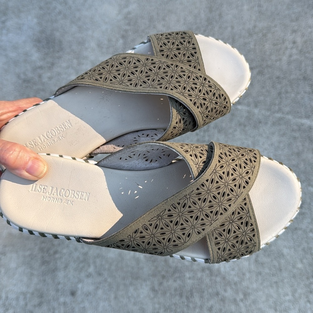 Ilse Jacobsen Army Green Sandals 38 or 7.5/8